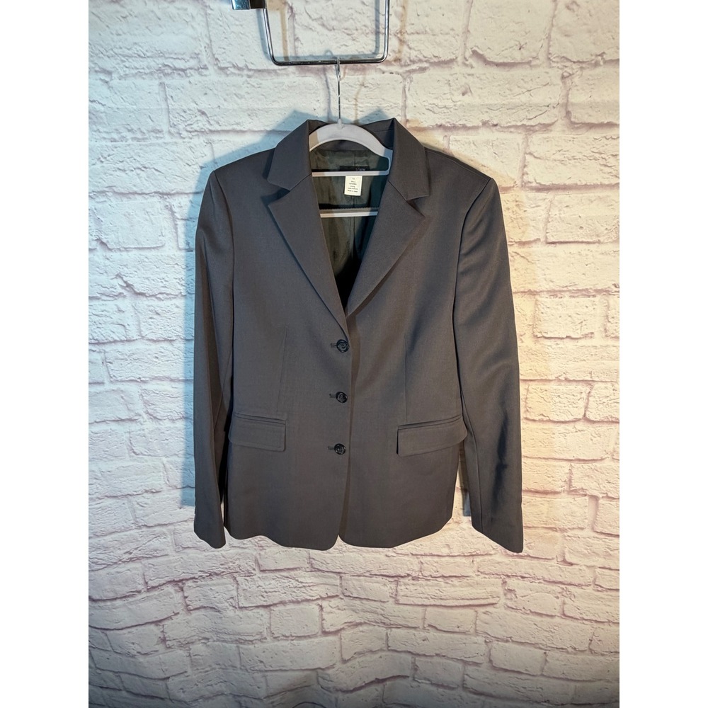 VTG J.Crew 100% Wool Skirt Suit Set Made in Japan Sz 10 Gray 90s Office Siren